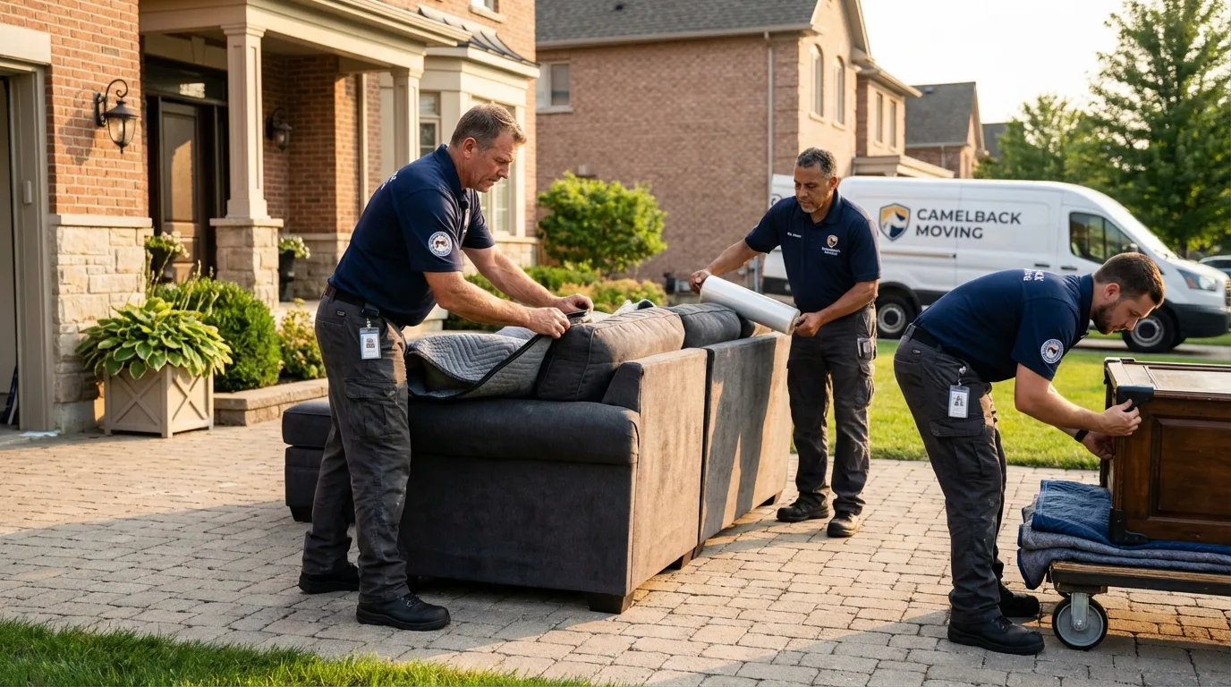 Large estate moving crew wrapping furniture in Potterville, MI