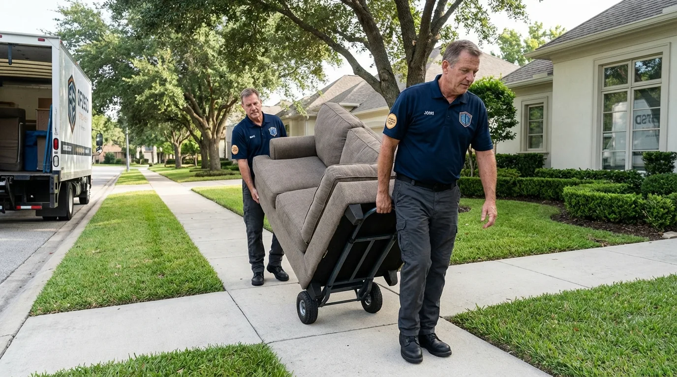 Local residential moving crew loading furniture in Potterville, MI