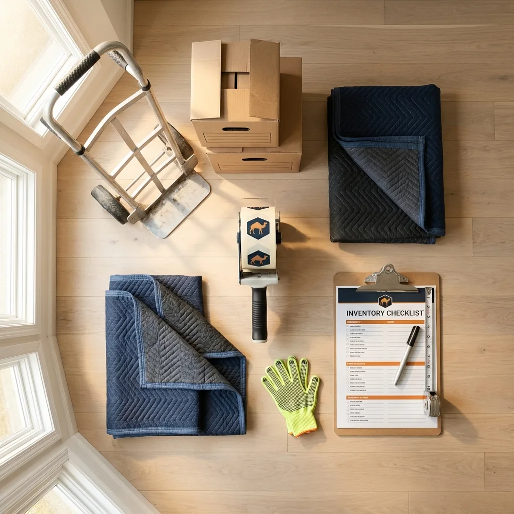 Professional moving supplies and packing materials layout for Potterville residential relocations
